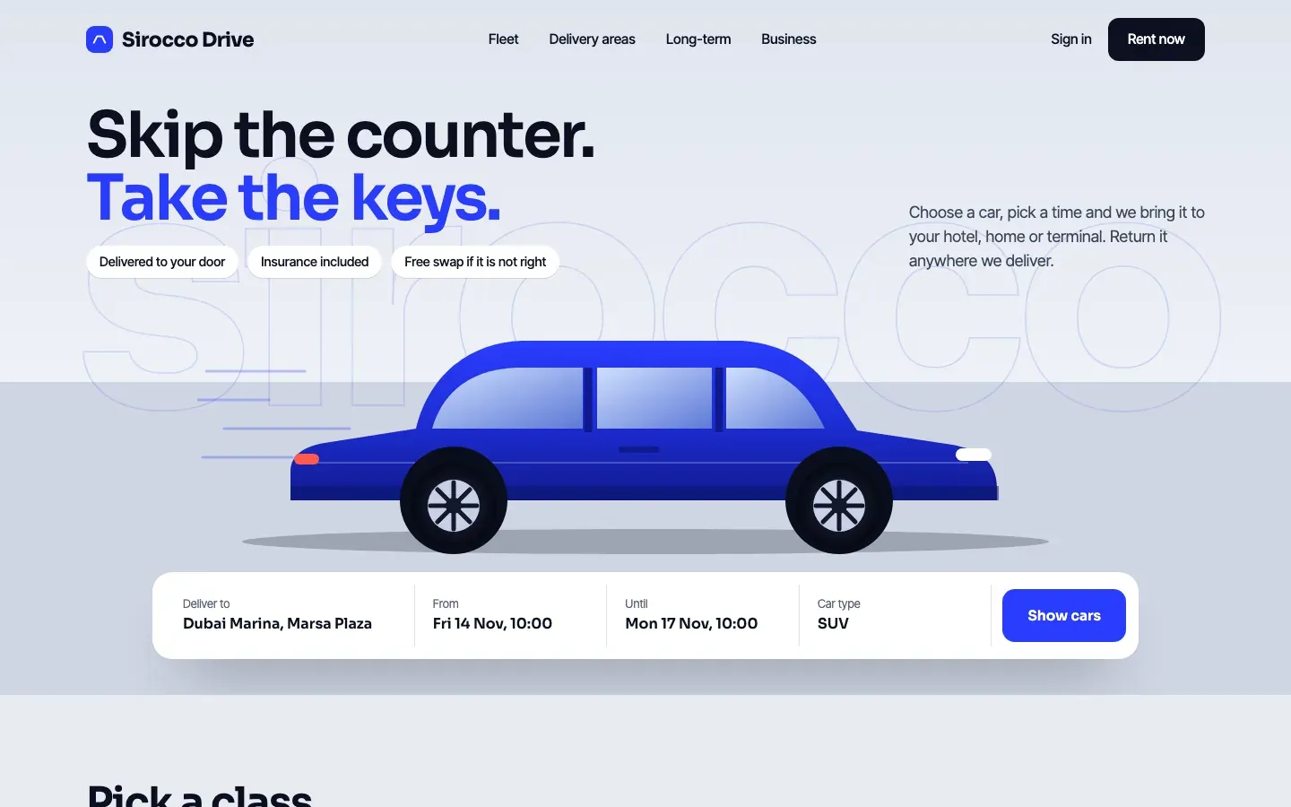 Sirocco Drive homepage on a laptop