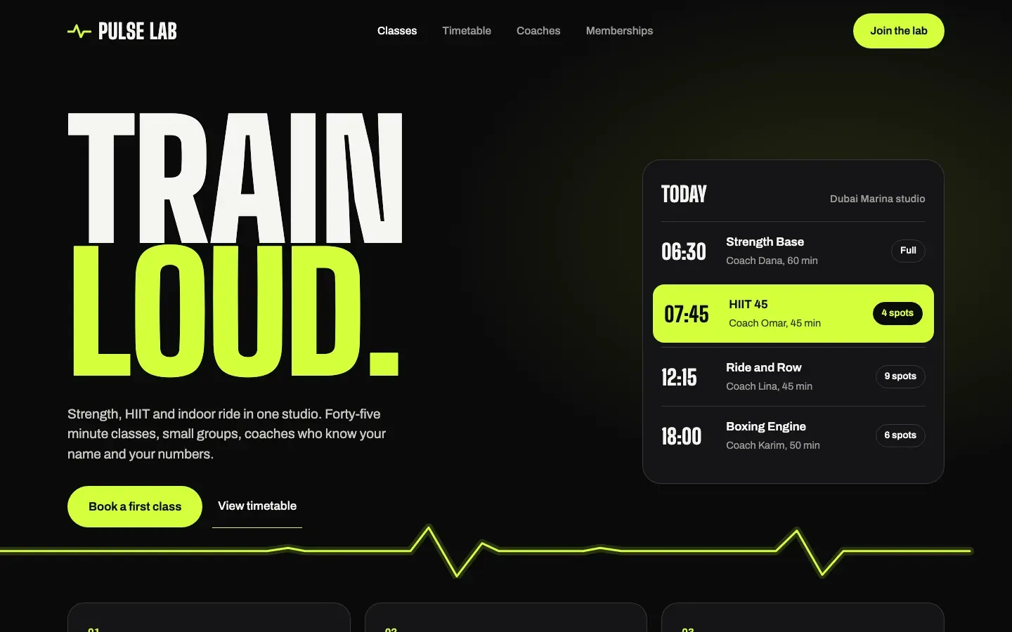Pulse Lab homepage on a laptop