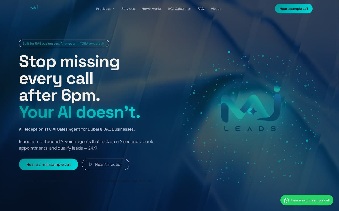 MAJ Leads marketing site homepage