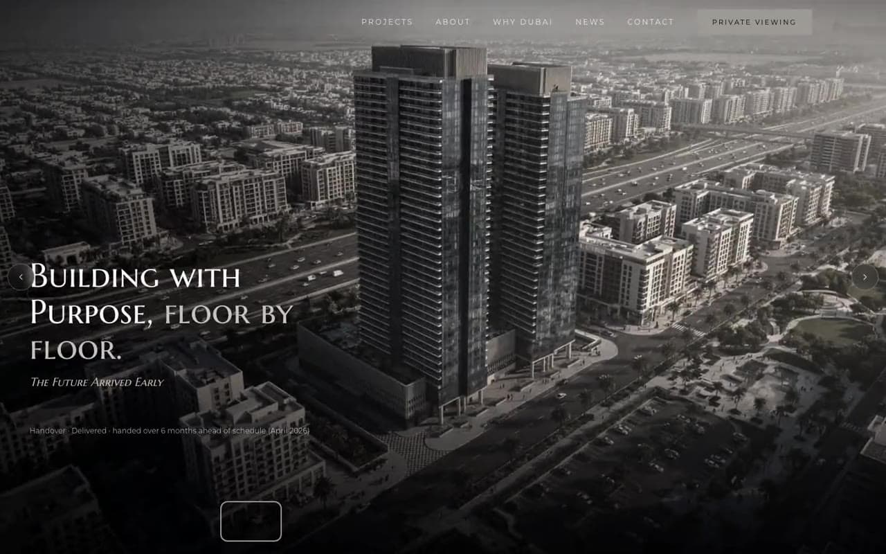 the property developer's site, opening